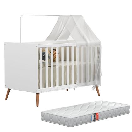 Imagem de Quarto de Bebê Completo Retrô com Berço, Cômoda e Guarda Roupa Com Pés Palito