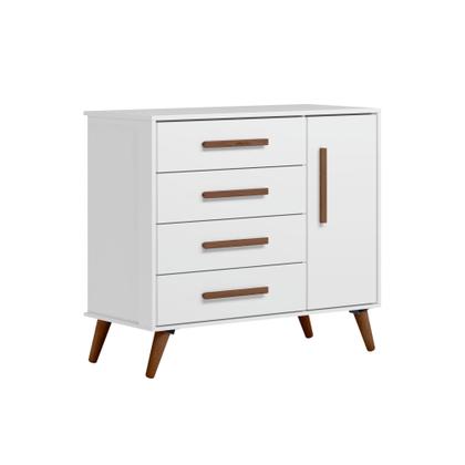 Imagem de Quarto de Bebê Completo Retrô com Berço, Cômoda e Guarda Roupa Com Pés Palito