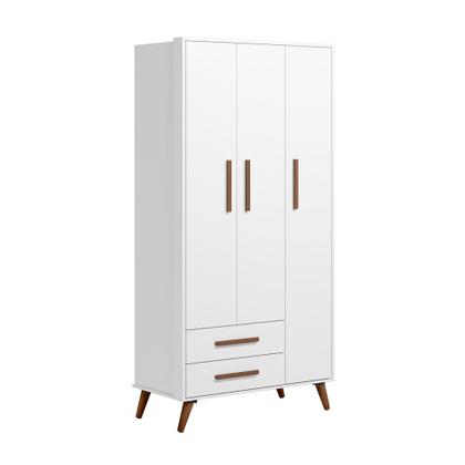 Imagem de Quarto de Bebê Completo Retrô com Berço, Cômoda e Guarda Roupa Com Pés Palito