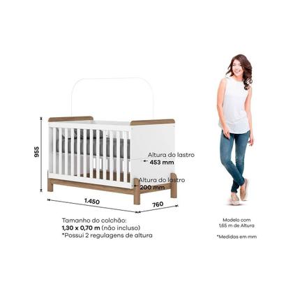 Imagem de Quarto de Bebê Completo Ternura 3 Peças (1 Guarda Roupa + 1 Berço + 1 Cômoda) QI79 Branco/Jequitiba - Henn