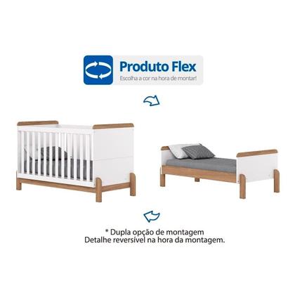 Imagem de Quarto de Bebê Completo Ternura 3 Peças (1 Guarda Roupa + 1 Berço + 1 Cômoda) QI79 Branco/Jequitiba - Henn