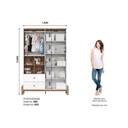 Imagem de Quarto de Bebê Completo Ternura 3 Peças (1 Guarda Roupa + 1 Berço + 1 Cômoda) QI79 Branco/Jequitiba - Henn