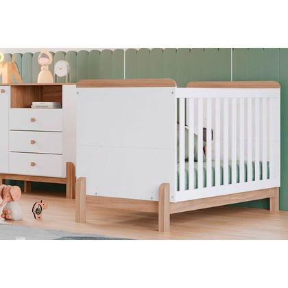 Imagem de Quarto de Bebê Completo Ternura 3 Peças (1 Guarda Roupa + 1 Berço + 1 Cômoda) QI79 Branco/Jequitiba - Henn