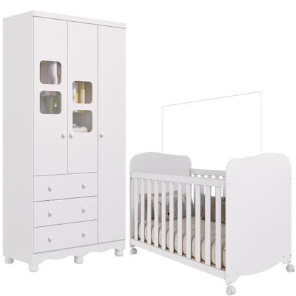 Imagem de Quarto de Bebê Completo Uli com Guarda Roupa 3 Portas 3 Gavetas e Berço Americano MDF