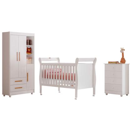 Imagem de Quarto de Bebê Completo Zara 100% Mdf 3 Portas 6 Gavetas Branco 5428 - Tigus Baby