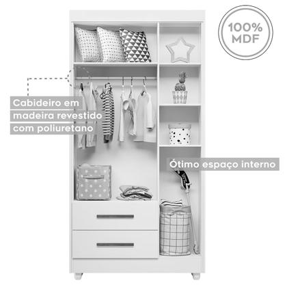 Imagem de Quarto de Bebê Completo Zara 100% Mdf 3 Portas 6 Gavetas Branco 5428 - Tigus Baby