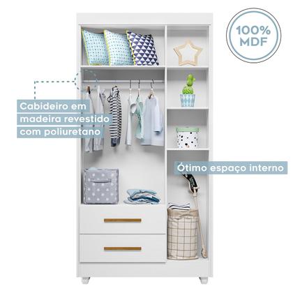 Imagem de Quarto de Bebê Completo Zara 100% Mdf 3 Portas 6 Gavetas Branco 5429 - Tigus Baby