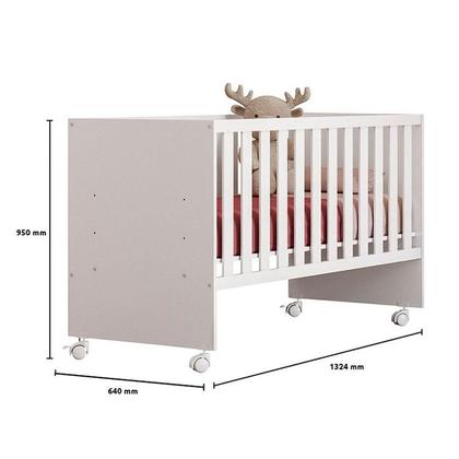 Imagem de Quarto de Bebê Duda 4 Portas e Berço Nacional Doce Sonho 3540 Branco Brilho com Colchão Ortobom  Phoenix Baby