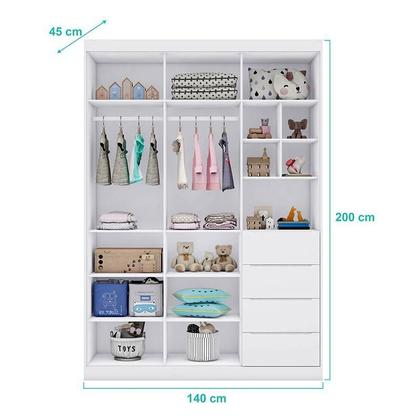 Imagem de Quarto de Bebê Eloá com Berço Americano Danny Branco Acetinado e Colchão da Gazin  Phoenix Baby