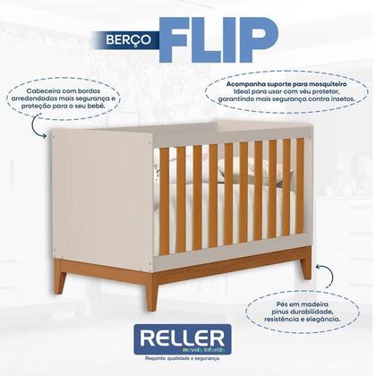 Imagem de Quarto de Bebê Flip Areia Acetinado Savana com Colchão - Reller