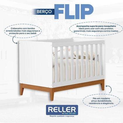Imagem de Quarto De Bebê Flip Branco Acetinado Com Colchão - Reller