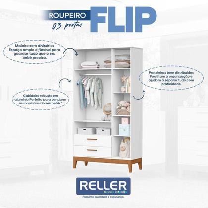 Imagem de Quarto De Bebê Flip Branco Acetinado Com Colchão - Reller