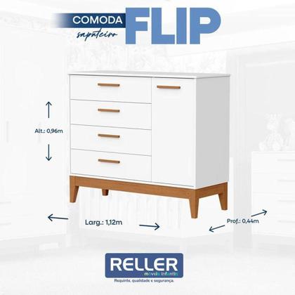 Imagem de Quarto De Bebê Flip Branco Acetinado Com Colchão - Reller
