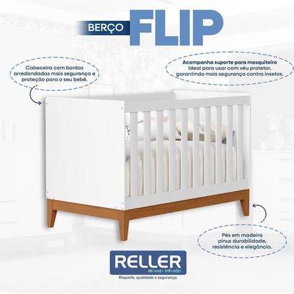 Imagem de Quarto de Bebê Flip Branco Acetinado com Colchão - Reller
