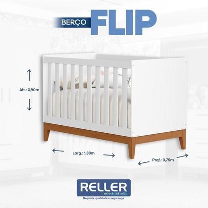Imagem de Quarto de Bebê Flip Branco Acetinado com Colchão - Reller