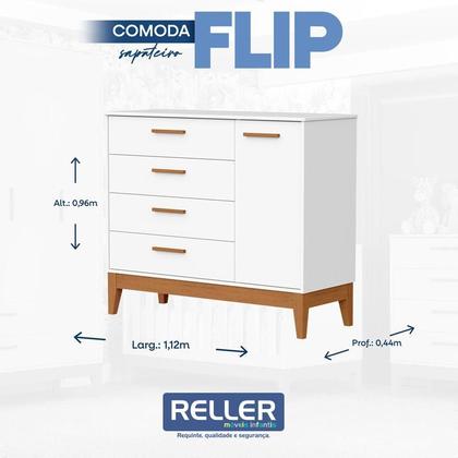 Imagem de Quarto de Bebê Flip Branco Acetinado com Colchão - Reller