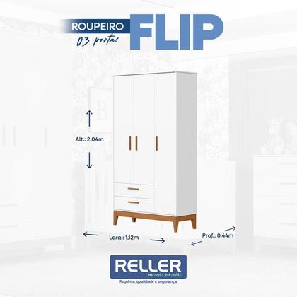 Imagem de Quarto de Bebê Flip Branco Acetinado com Colchão - Reller