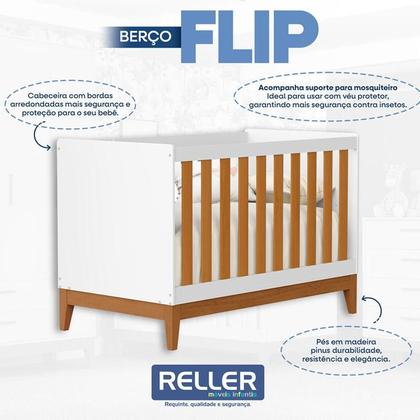 Imagem de Quarto de Bebê Flip Branco Acetinado Savana com Colchão Gazin - Reller