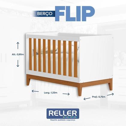 Imagem de Quarto de Bebê Flip Branco Acetinado Savana com Colchão Gazin - Reller