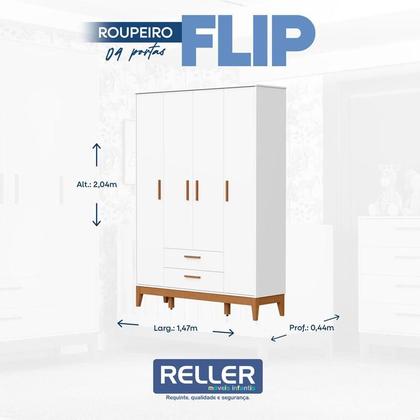 Imagem de Quarto de Bebê Flip com Cômoda Sapateira Branco Acetinado com Colchão Ortobom - Reller