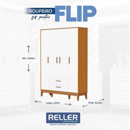Imagem de Quarto de Bebê Flip Guarda Roupa 4 Portas Branco Acetinado Savana com Colchão Gazin - Reller