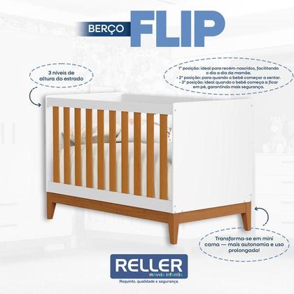 Imagem de Quarto de Bebê Flip Guarda Roupa 4 Portas Branco Acetinado Savana com Colchão Gazin - Reller