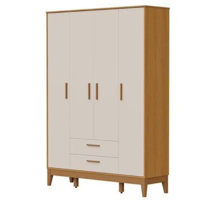 Imagem de Quarto De Bebê Flip Guarda Roupa 4p Areia Acetinado Savana Com Colchão - Reller