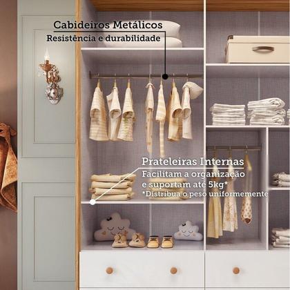 Imagem de Quarto de Bebê Gêmeos 2 Berços Guarda-Roupa e Cômoda Janelada 100% MDF Maya Clássico Espresso Móveis