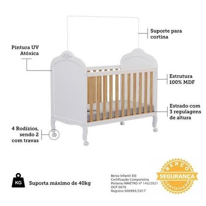 Imagem de Quarto de Bebê Gêmeos 2 Berços Guarda-Roupa e Cômoda Janelada 100% MDF Maya Clássico Espresso Móveis