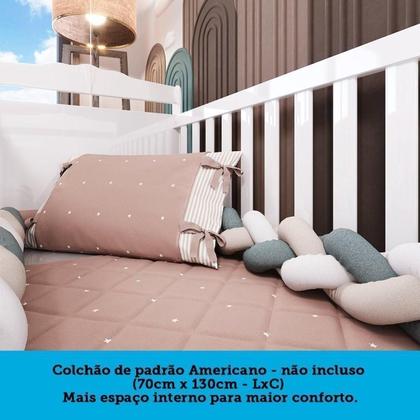 Imagem de Quarto de Bebê Guarda Roupa 3 Portas Cômoda e Berço Americano Cocada Espresso Móveis Branco Brilho