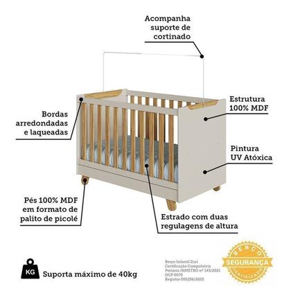 Imagem de Quarto de Bebê Guarda Roupa 3 Portas Cômoda e Berço Minicama 4 em 1 Levy 100% MDF Espresso Móveis
