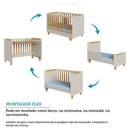 Imagem de Quarto de Bebê Guarda Roupa 3 Portas Cômoda e Berço Minicama 4 em 1 Levy 100% MDF Espresso Móveis