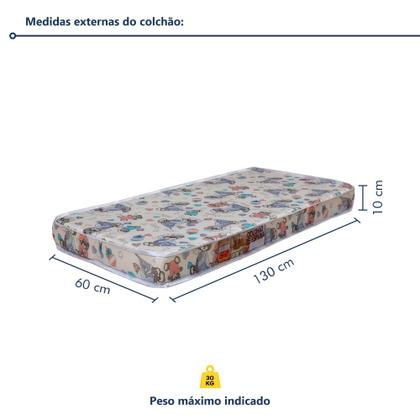 Imagem de Quarto de Bebê Guarda Roupa 3 Portas e Berço Mini Cama 100% MDF com Colchão Nina Amadeirado/Branco