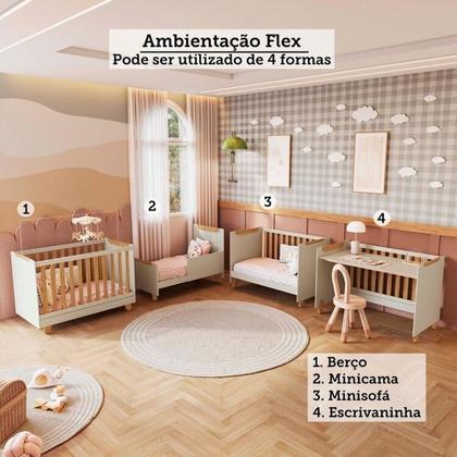 Imagem de Quarto de Bebê Guarda Roupa 3 Portas e Berço Minicama 4 em 1 Levy 100% MDF Espresso Móveis