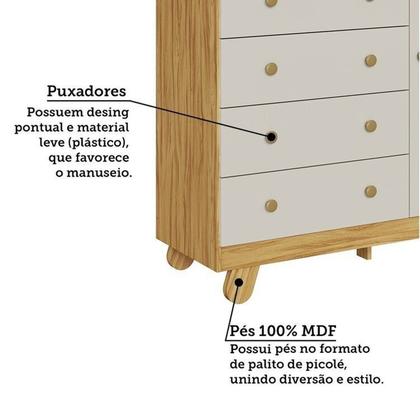 Imagem de Quarto de Bebê Guarda Roupa 3 Portas e Berço Minicama 4 em 1 Levy 100% MDF Espresso Móveis