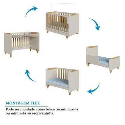 Imagem de Quarto de Bebê Guarda Roupa 3 Portas e Berço Minicama 4 em 1 Levy 100% MDF Espresso Móveis