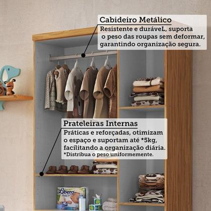 Imagem de Quarto de Bebê Guarda Roupa 3 Portas e Berço Minicama 4 em 1 Levy 100% MDF Espresso Móveis