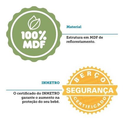 Imagem de Quarto de Bebê Guarda Roupa 3 Portas e Berço Minicama 4 em 1 Levy 100% MDF Espresso Móveis