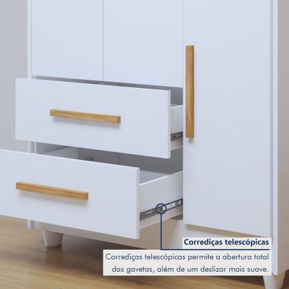 Imagem de Quarto de Bebê Guarda Roupa 3 Portas e Cômoda 100% MDF Nina