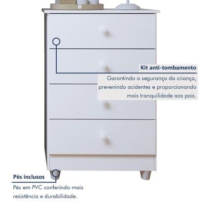 Imagem de Quarto de Bebê Guarda Roupa 3 Portas e Cômoda 100% MDF Nina