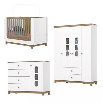 Imagem de Quarto de Bebê Guarda Roupa Berço e Cômoda Aconchego Henn