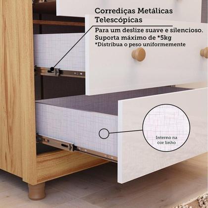 Imagem de Quarto de Bebê Guarda-roupa Cômoda Janelado 2 Berços Maya Clássico 100% Mdf Espresso Móveis Branco Brilho/Amêndoa/Branco