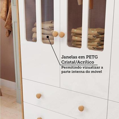 Imagem de Quarto de Bebê Guarda-roupa Cômoda Janelado 2 Berços Maya Clássico 100% Mdf Espresso Móveis Branco Brilho/Amêndoa/Branco