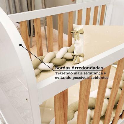Imagem de Quarto de Bebê Guarda-roupa Cômoda Janelado 2 Berços Maya Clássico 100% Mdf Espresso Móveis Branco Brilho/Amêndoa/Branco