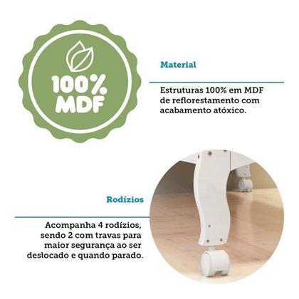 Imagem de Quarto de Bebê Guarda-roupa Cômoda Janelado 2 Berços Maya Clássico 100% Mdf Espresso Móveis Branco Brilho/Amêndoa/Branco