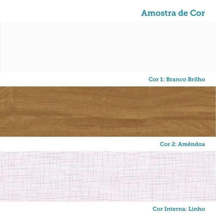 Imagem de Quarto de Bebê Guarda-roupa Cômoda Janelado 2 Berços Maya Clássico 100% Mdf Espresso Móveis Branco Brilho/Amêndoa/Branco