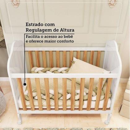 Imagem de Quarto de Bebê Guarda-roupa Cômoda Janelado 2 Berços Maya Clássico 100% Mdf Espresso Móveis Branco Brilho/Amêndoa/Branco