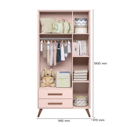 Imagem de Quarto de Bebê Guarda Roupa e Berço Mini Cama Q Encanto Retrô Rosa
