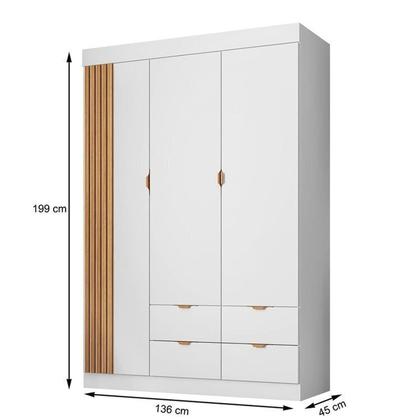 Imagem de Quarto de Bebê Infantil Completo 01 Guarda-roupa 3 Portas 4 Gavetas com 01 Cômoda 100% Mdf Ayla