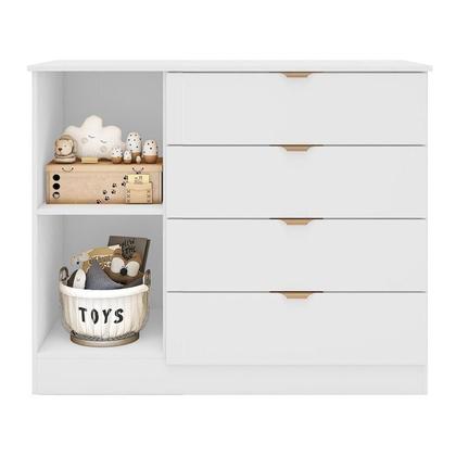 Imagem de Quarto de Bebê Infantil Completo 01 Guarda-roupa 3 Portas 4 Gavetas com 01 Cômoda 100% Mdf Ayla